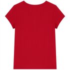 تيشيرت بنات بشعار الدب باللون الأحمر, 1, hi-res