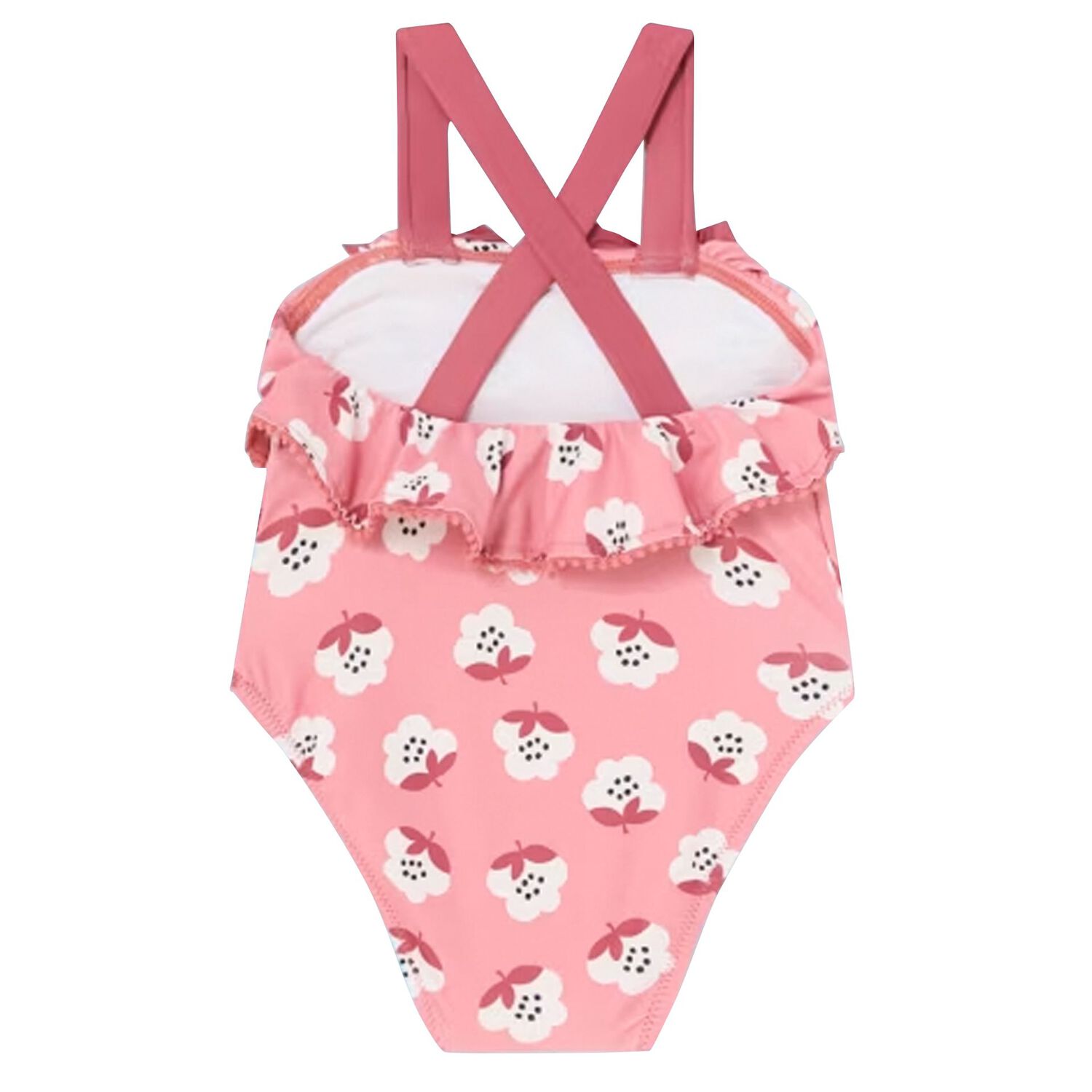 Younger Girls Pink Floral Swimsuit, 2, hi-res