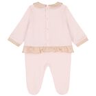 Baby Girls Pink & Gold Babygrow, 1, hi-res