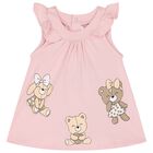 Baby Girls Pink Cotton Teddy Bear Dress, 3, hi-res