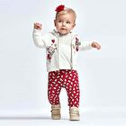 Younger Girls Ivory & Red 3-Piece Tracksuit, 1, hi-res