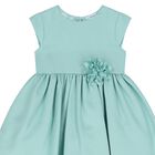 Girls Aqua Flower Dress, 2, hi-res