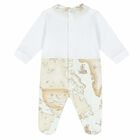 White & Beige Geo Map Babygrow, 3, hi-res