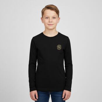 Boys Black Logo Long Sleeve Top