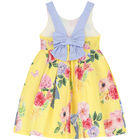 Girls Yellow Floral & Bow Dress, 1, hi-res