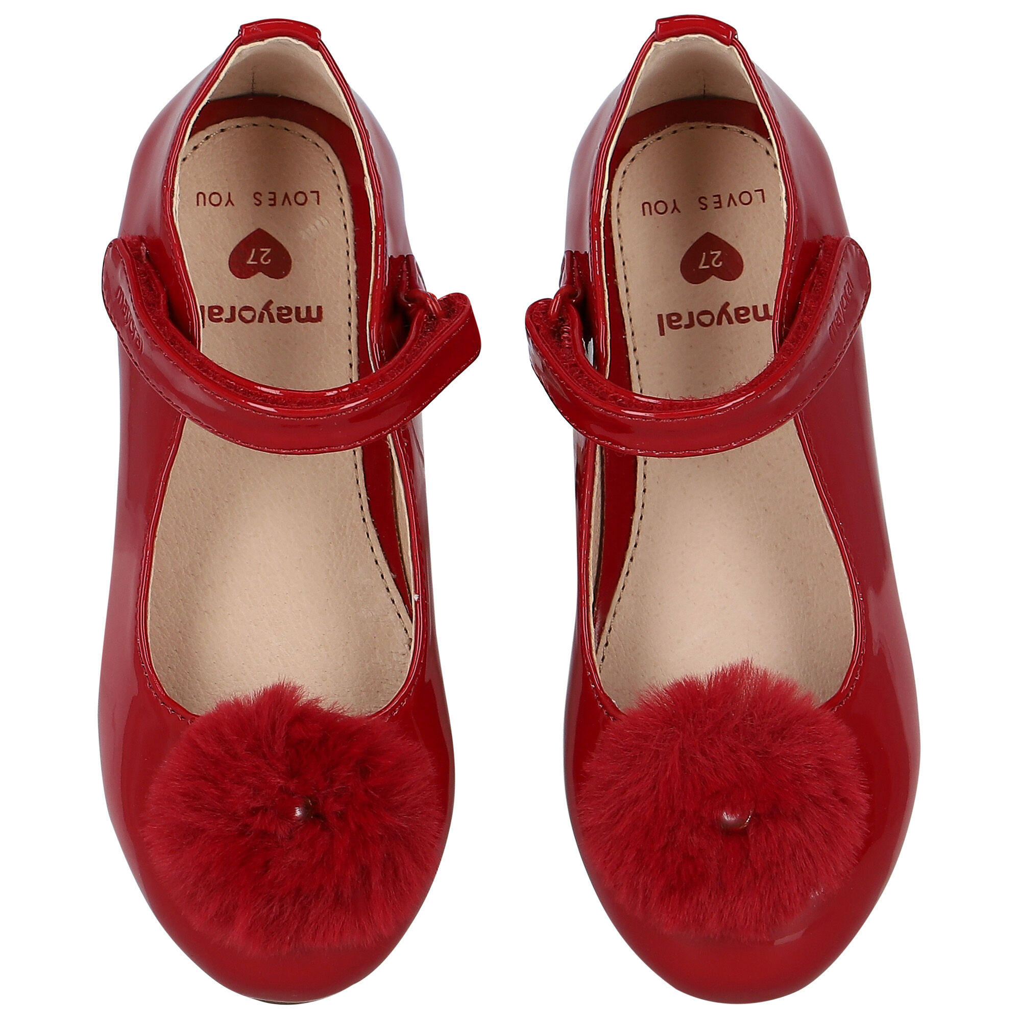 Mayoral Girls Red Fur Patent Leather Shoes Junior Couture UAE