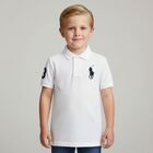 Boys White Logo Polo Shirt , 1, hi-res