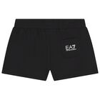Girls Black Logo Shorts Set, 1, hi-res