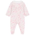 Baby Girls White & Pink Toile de Jouy Babygrow, 1, hi-res