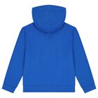 Boys Blue Logo Hooded Zip Up Top, 1, hi-res