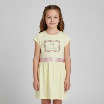 Girls Yellow Logo Dress