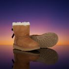 Girls Chestnut Brown Mini Bailey Bow II Suede Boots, 2, hi-res