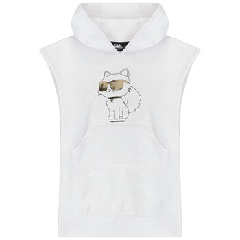 Girls White Logo Hooded Dress