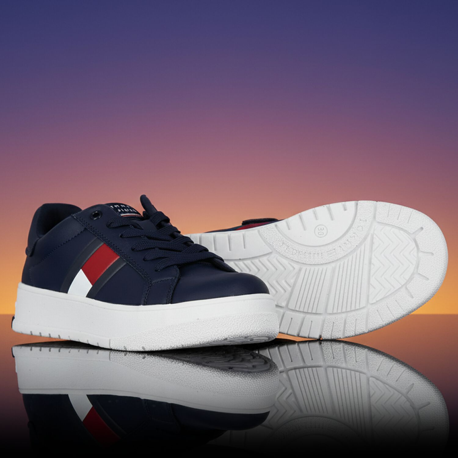 Boys Navy Blue Logo Trainers, 2, hi-res