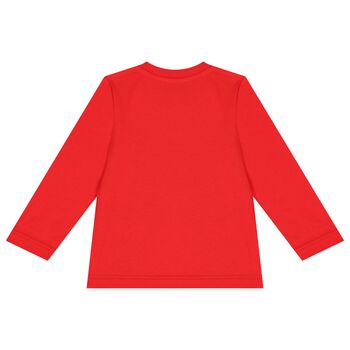 Red Teddy Bear Logo Long Sleeve Top