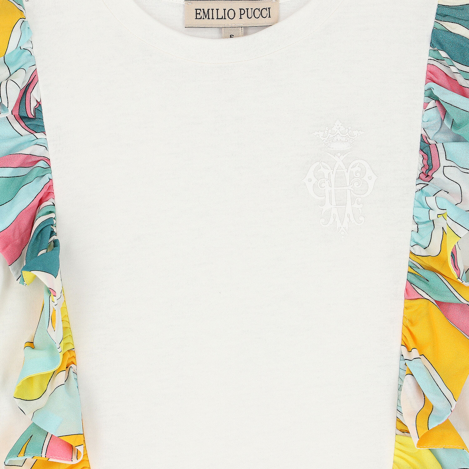 توب مكشكش باللون الأبيض للبنات, 1, hi-res