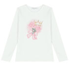 Girls White & Purple Rose Print Skirt Set, 1, hi-res