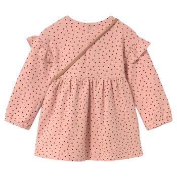 Younger Girls Pink Polka Dot Dress Set