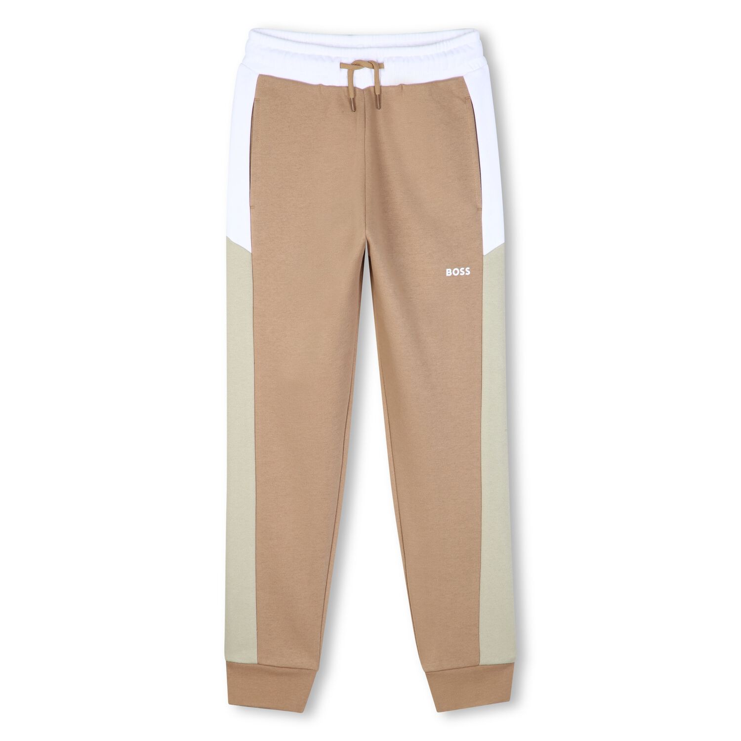 Boys Beige Logo Joggers, 3, hi-res