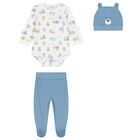 Baby Boys White & Blue Bodysuit Set, 1, hi-res