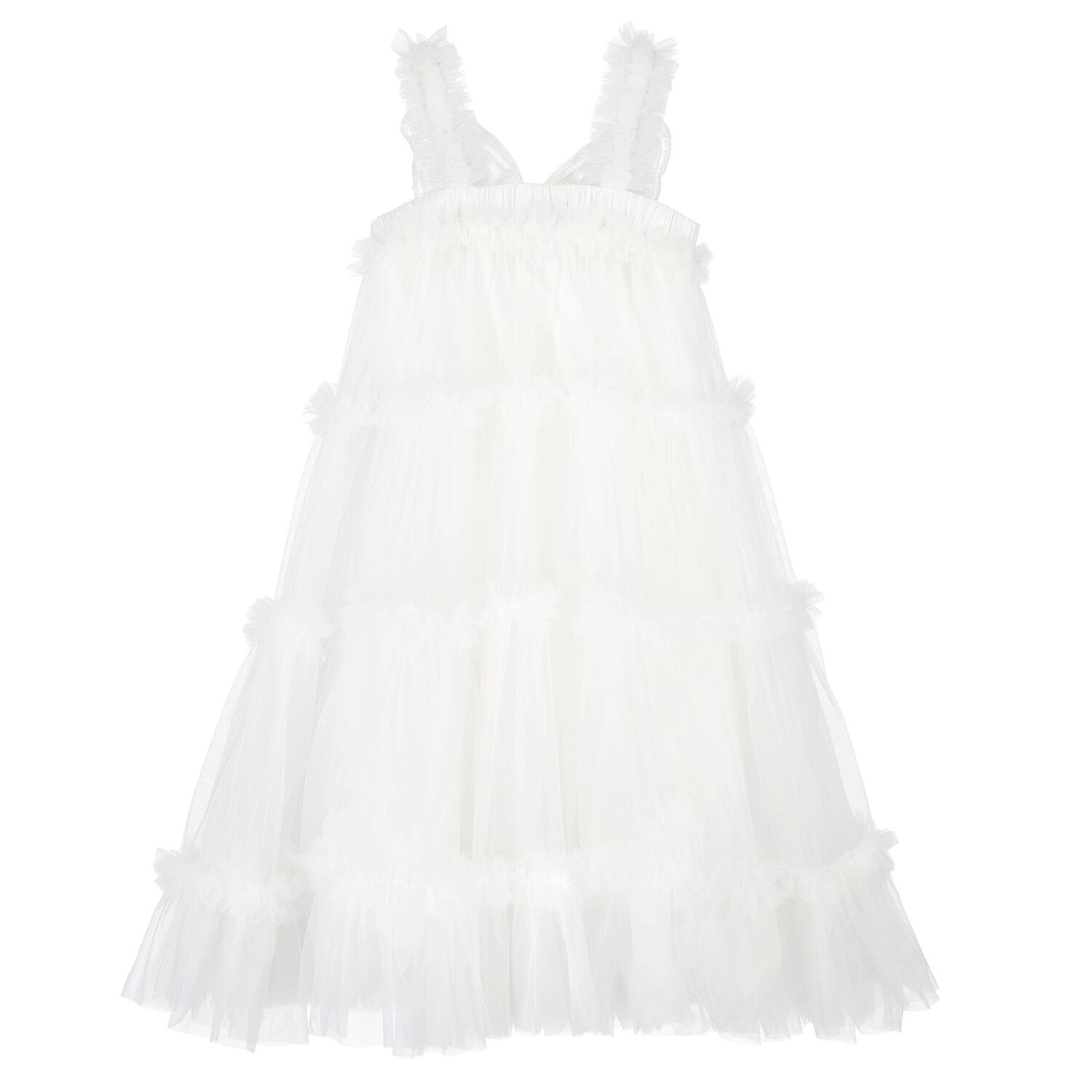 Girls Ivory Butterfly Tulle Dress, 2, hi-res