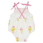 مايوه بنات بطبعة ايس كريم باللون الأبيض, 1, hi-res