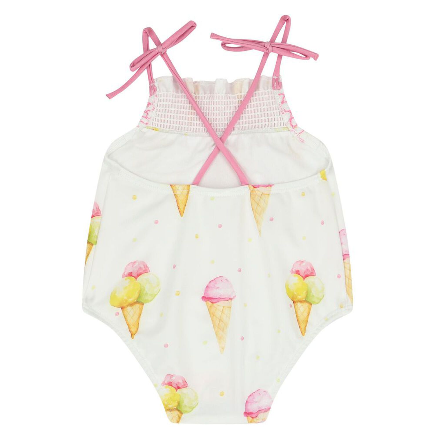 مايوه بنات بطبعة ايس كريم باللون الأبيض, 1, hi-res