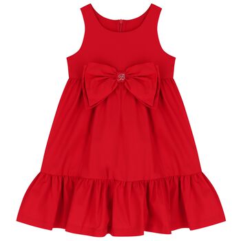 Girls Red Logo Bow Dress