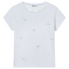 Girls White Bow T-Shirt, 2, hi-res