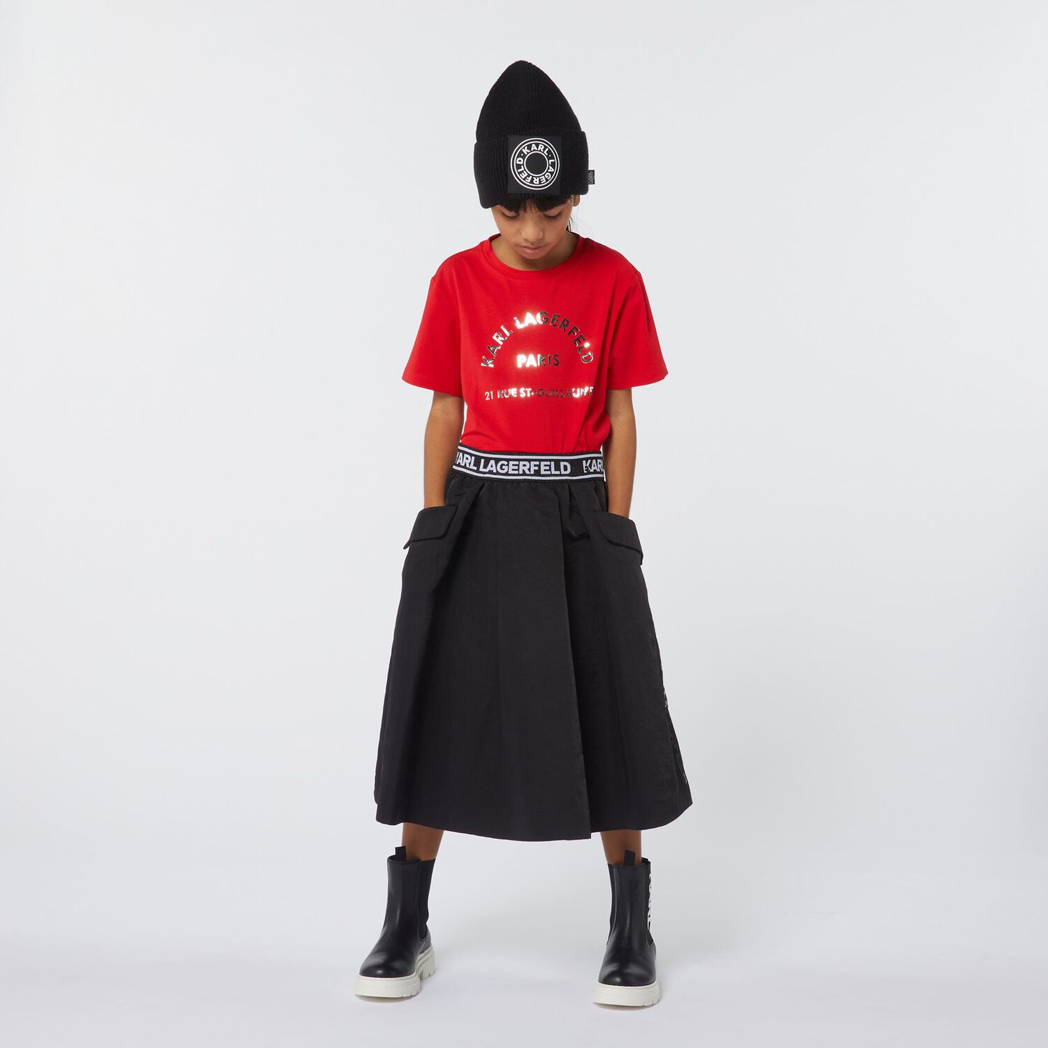 Girls Black Logo Skirt, 1, hi-res image number null