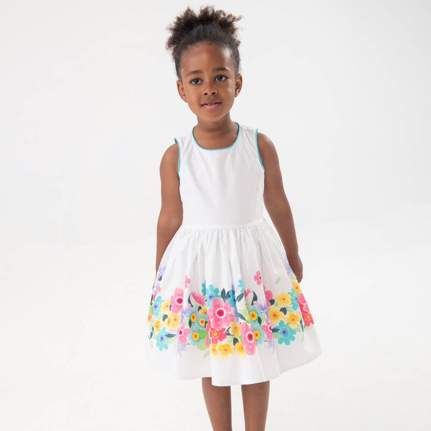 Girls White Floral Dress, 1, hi-res image number null