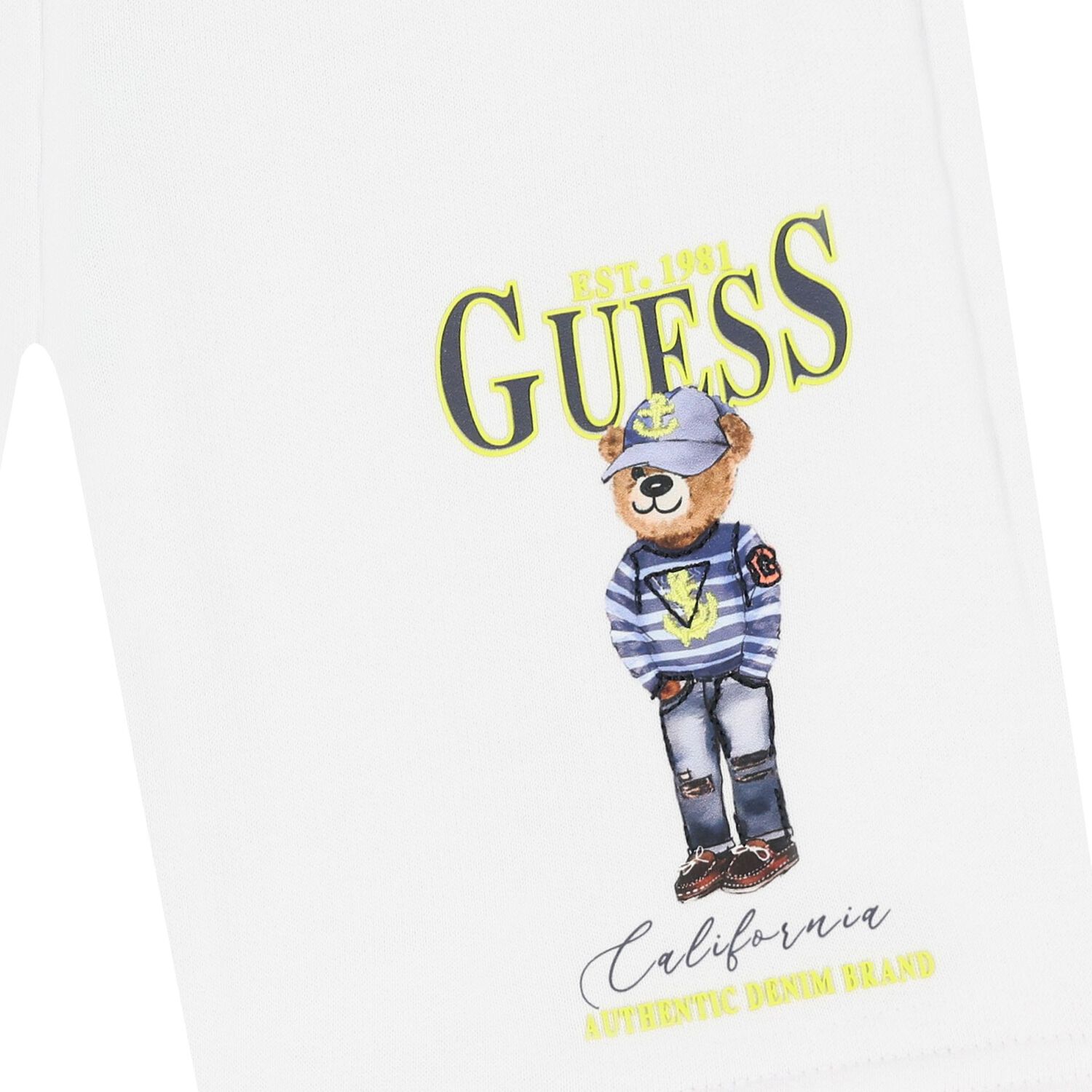 شورت أولاد بشعار الدب تيدي باللون الابيض  , 2, hi-res