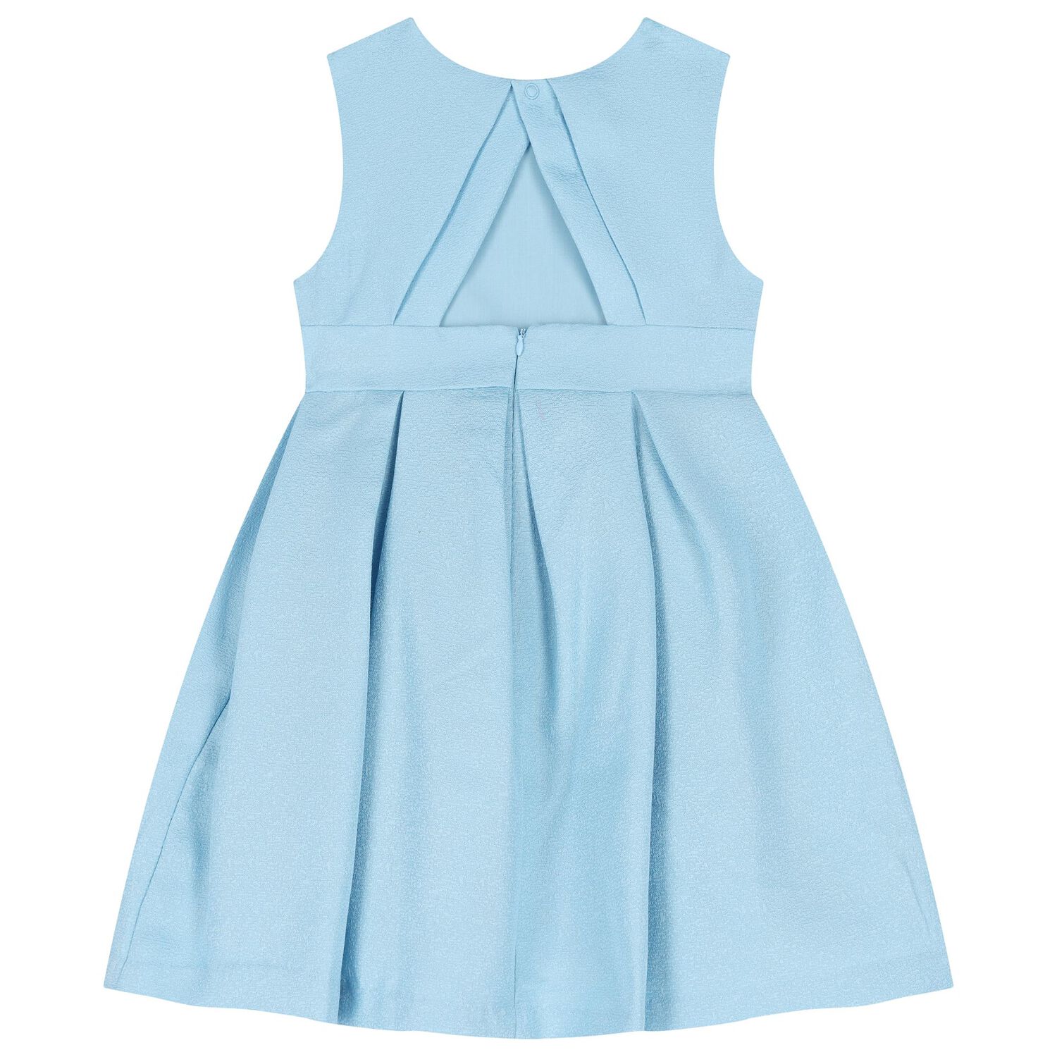 فستان ساتان أزرق مزين بالزهور للبنات, 3, hi-res