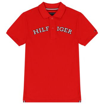 Boys Red Logo Polo Shirt