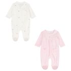 Baby Girls Pink & White Babygrows ( 2 Pack ), 1, hi-res