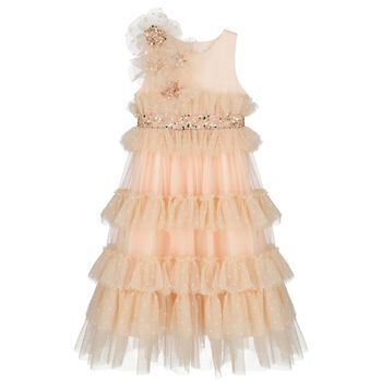  Girls Pink Sequin Tiered Dress