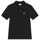Boys Black Logo Polo Shirt, 2, hi-res
