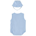 Baby Boys Blue Romper & Hat Set, 1, hi-res