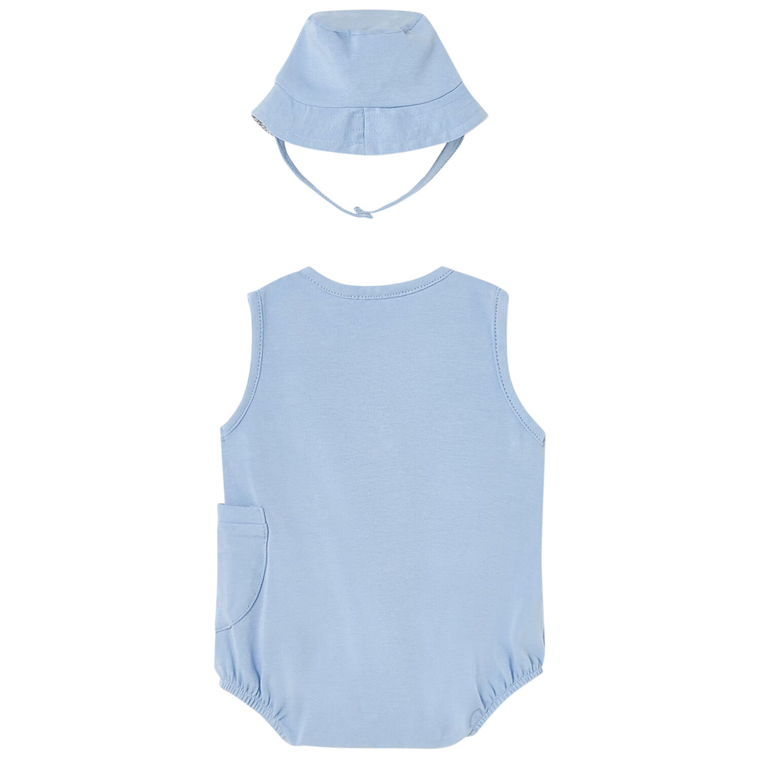 Baby Boys Blue Romper & Hat Set, 1, hi-res