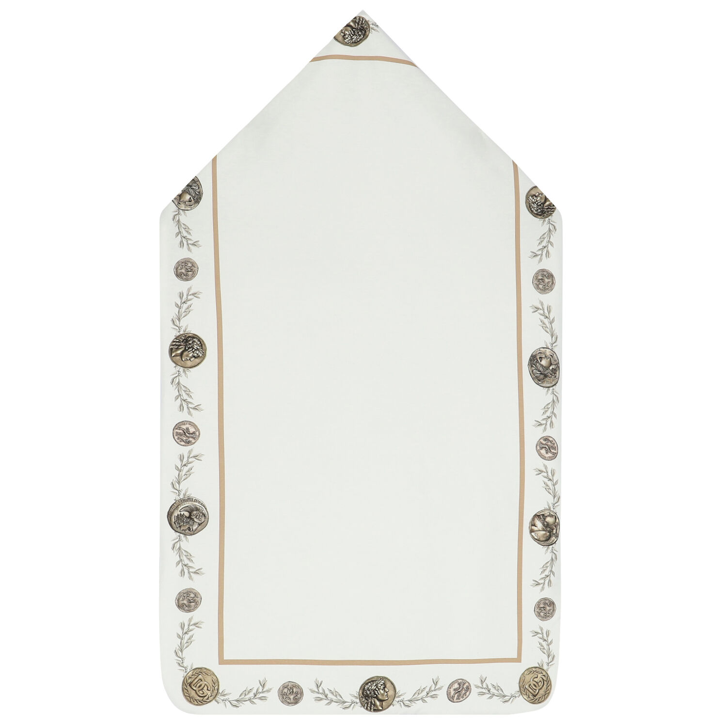 مدس بالشعار بطبعة العملات باللون الابيض والبيج, 1, hi-res image number null