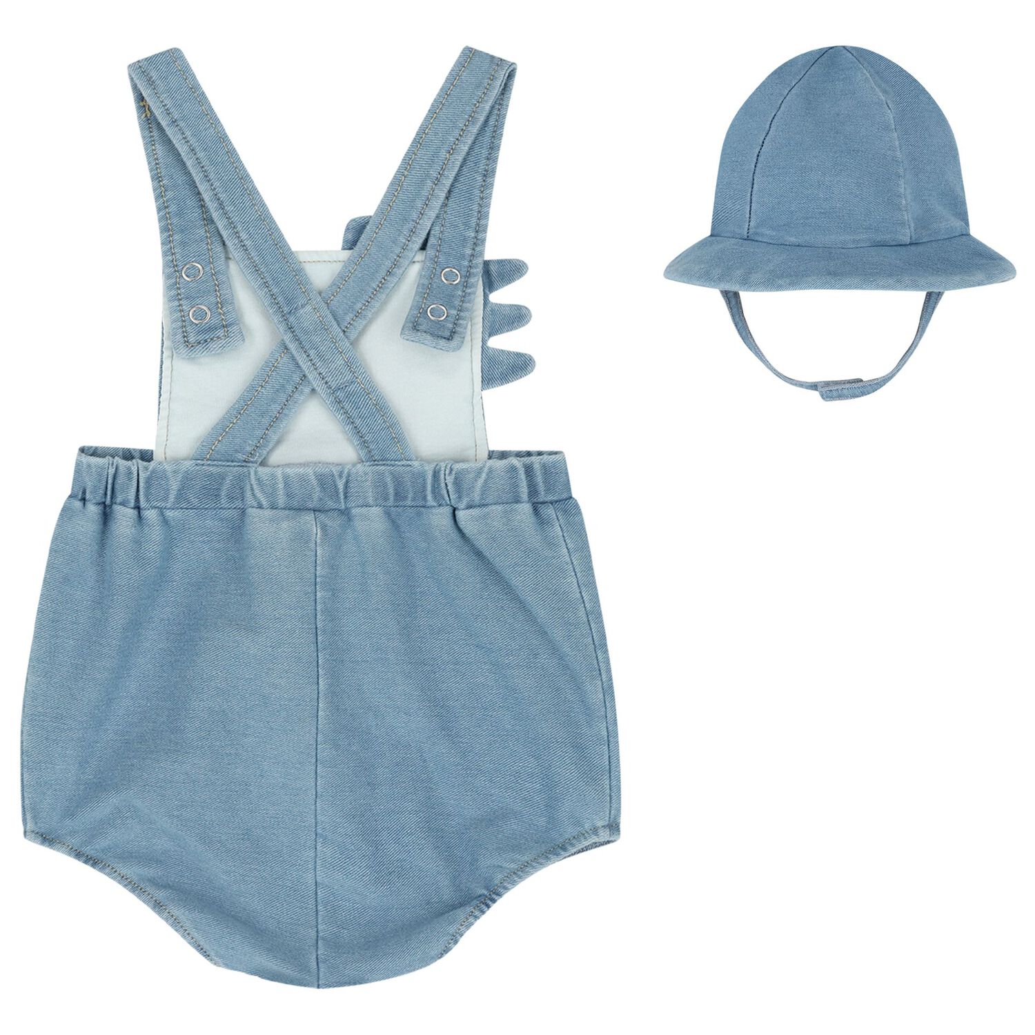 Baby Boys Blue Denim Crocodile Romper Set, 1, hi-res