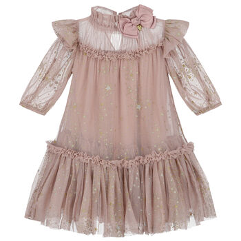 Girls Pink Star Tulle Dress