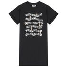 Girls Black Teddy Bear Logo Dress, 2, hi-res