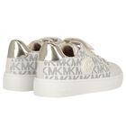 Girls Ivory & Gold Logo Trainers, 1, hi-res