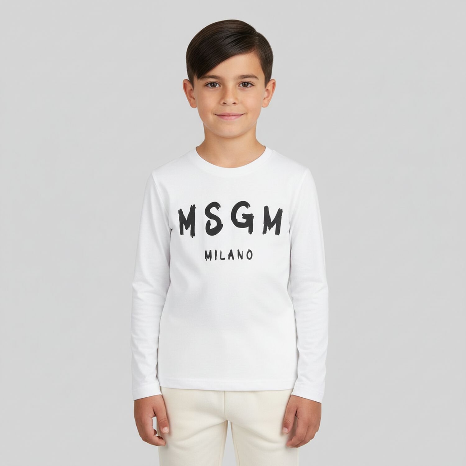 White Logo Younger Long Sleeve Top, 1, hi-res image number null