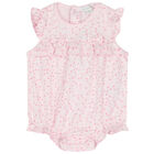 Baby Girls Pink Heart Print Romper, 1, hi-res