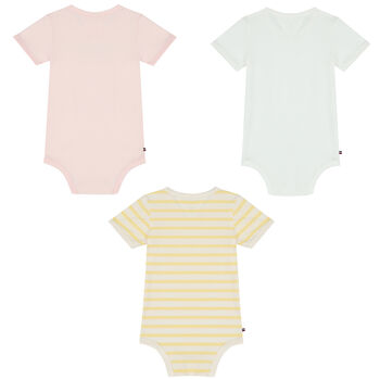 Baby Girls Multi-Colored Logo Bodysuits (3-Pack)