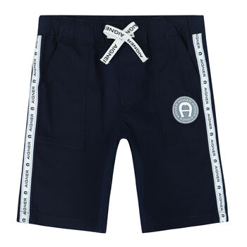 Younger Boys Navy Logo Shorts