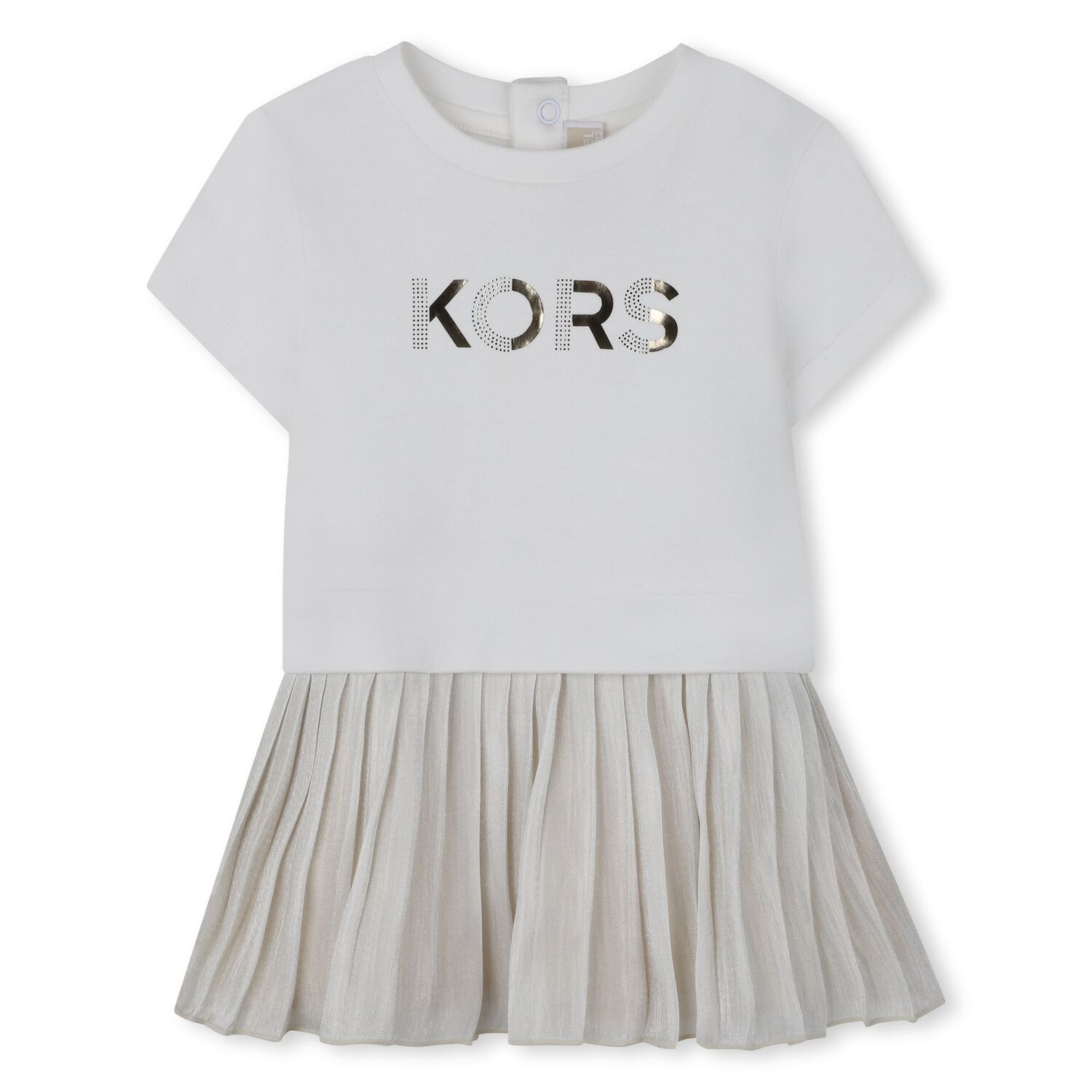 Younger Girls White & Ivory Logo Dress, 1, hi-res