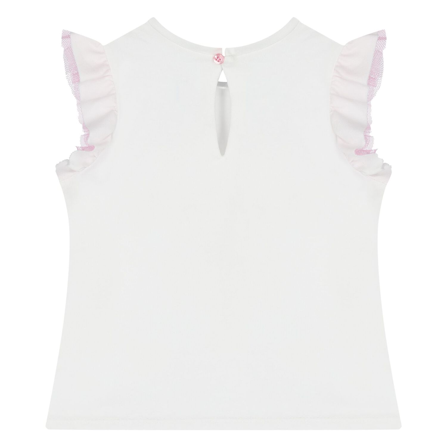 Younger Girls White & Pink Tulle Skirt Set, 1, hi-res